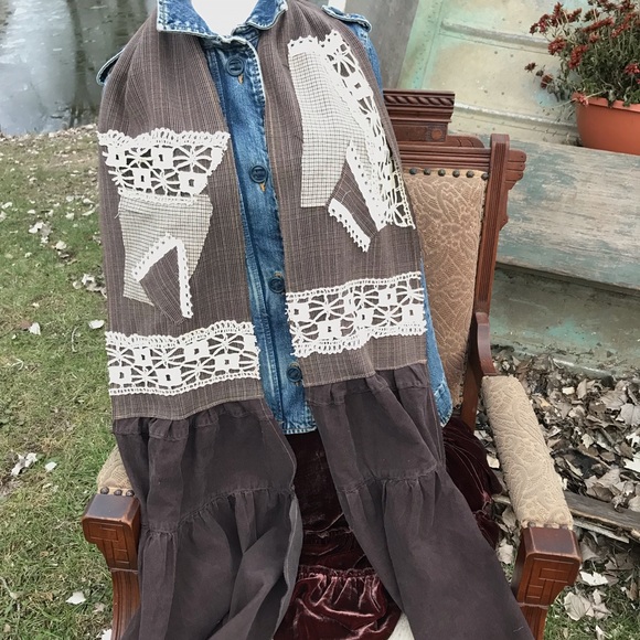 Victorian Boho Upcycled Patches Scarf - Picture 2 of 3